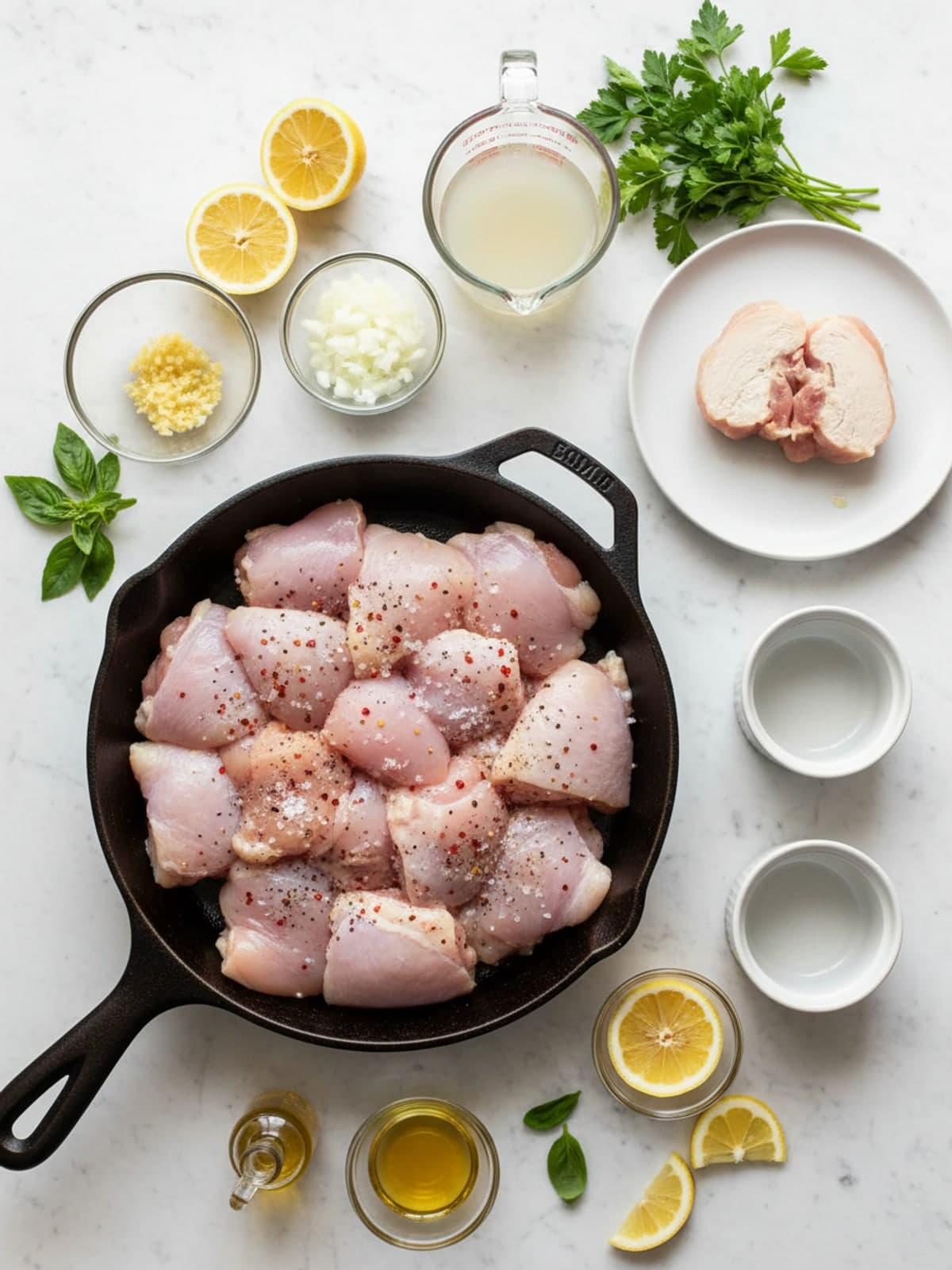 Ingredients for Dairy-Free Gluten-Free Lemon Chicken Skillet