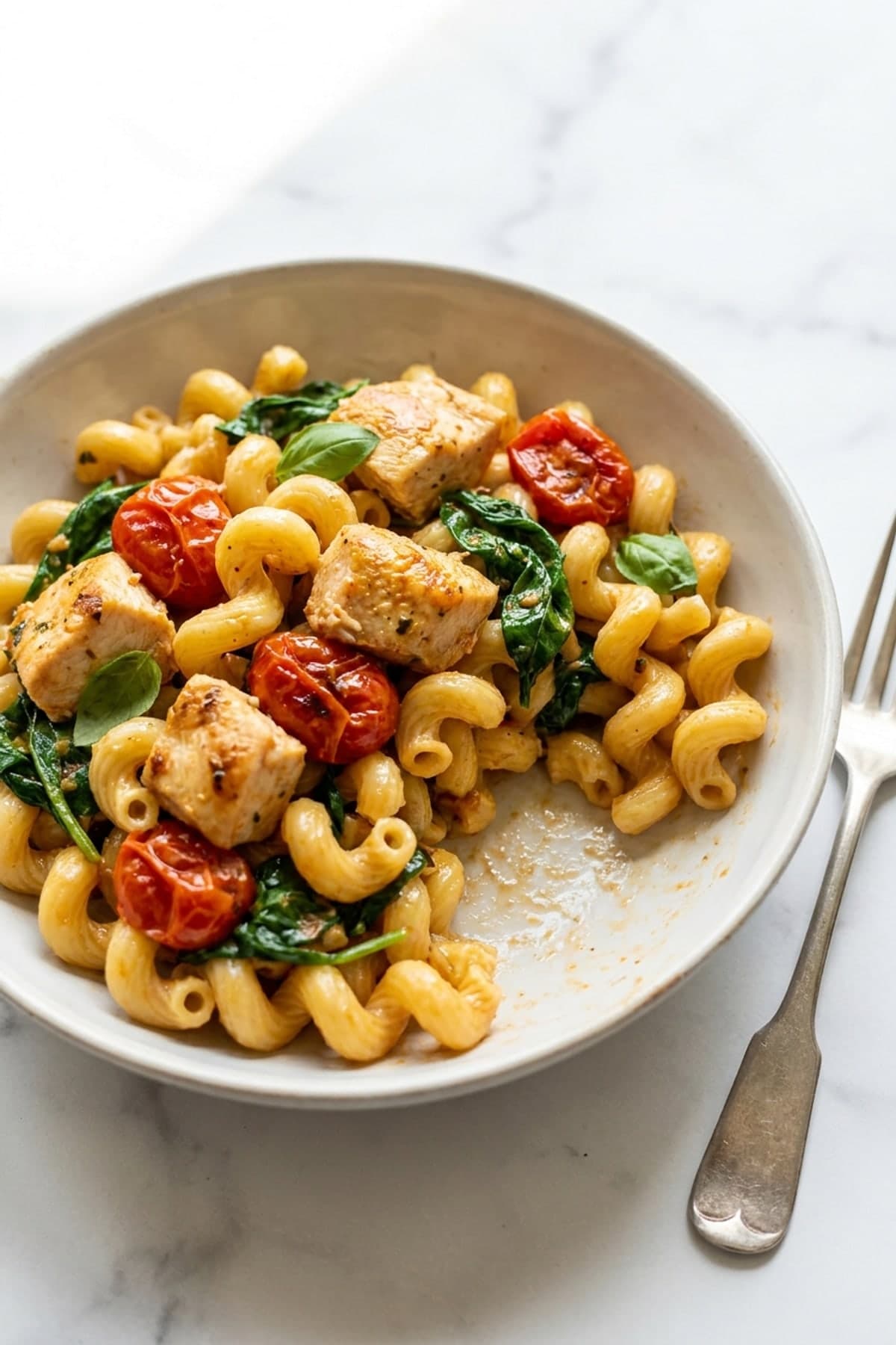 Chicken Tomato Spinach Pasta ready to serve