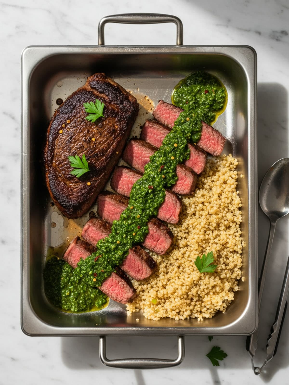 Chimichurri Steak Quinoa Boxes: Chop a bright chimichurri