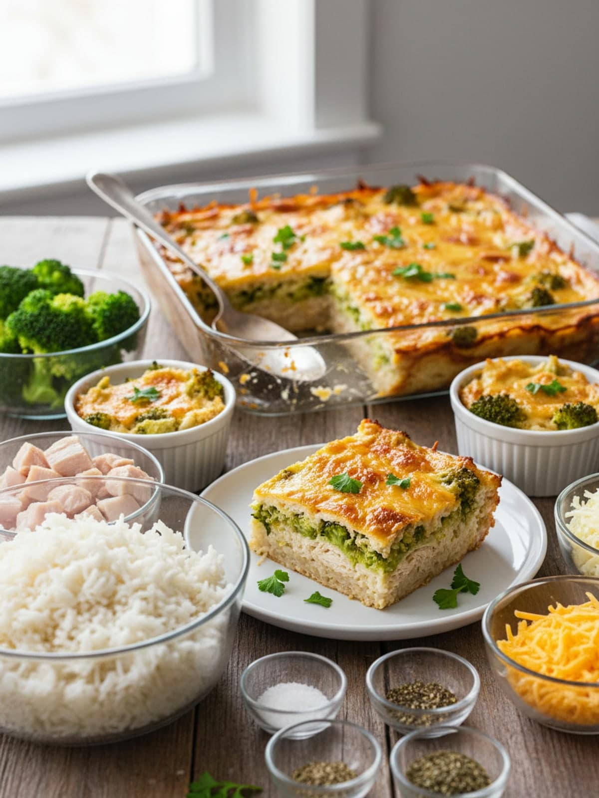 Gluten Free Chicken Broccoli Rice Bake: Gather ingredients