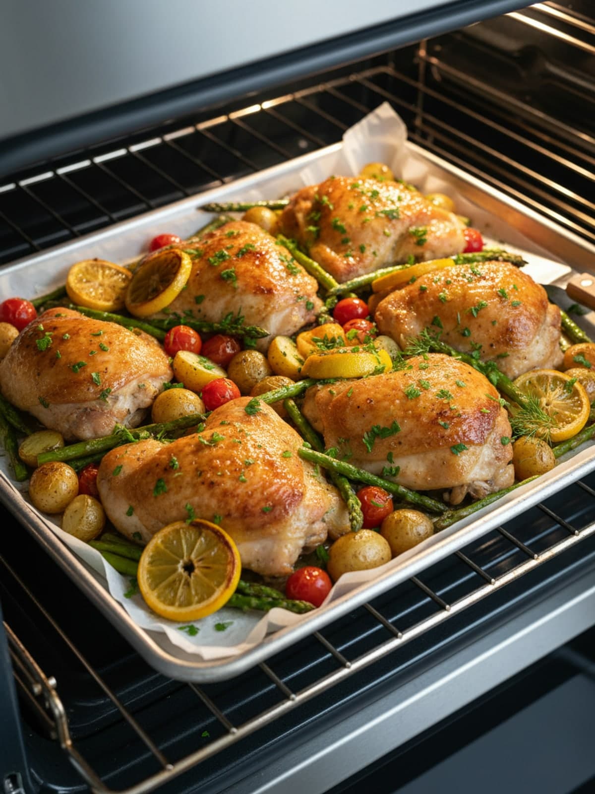 Lemon Herb Gluten Free Chicken Sheet Pan: Heat oven