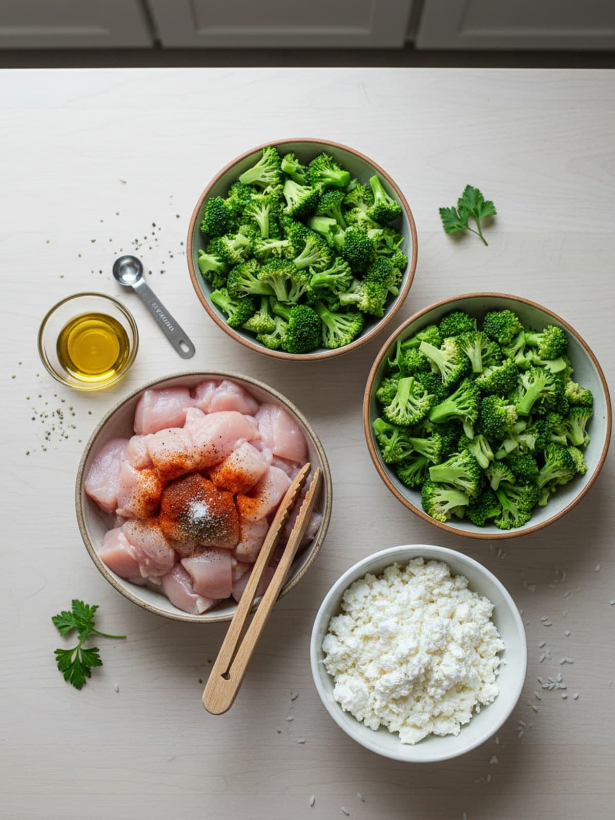 Ingredients for Chicken Broccoli Cottage Cheese Rice Casserole