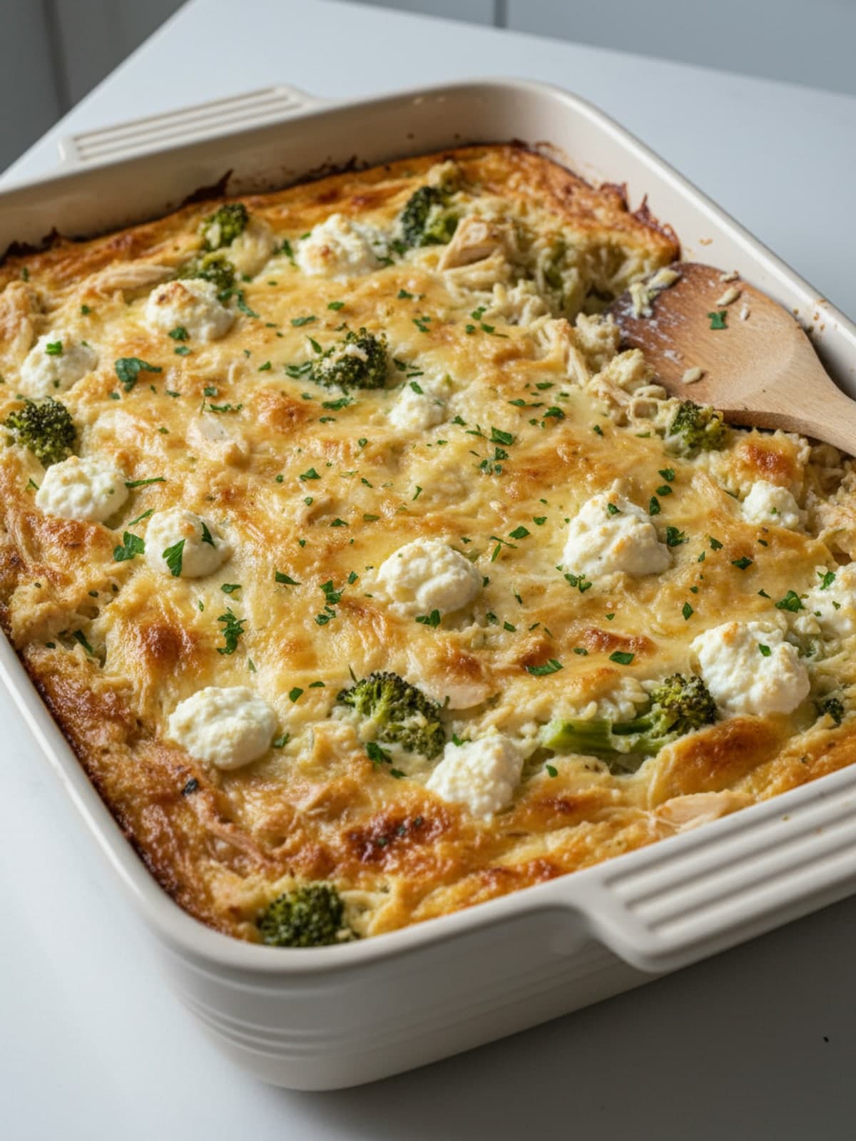 Chicken Broccoli Cottage Cheese Rice Casserole: Assemble the casserole