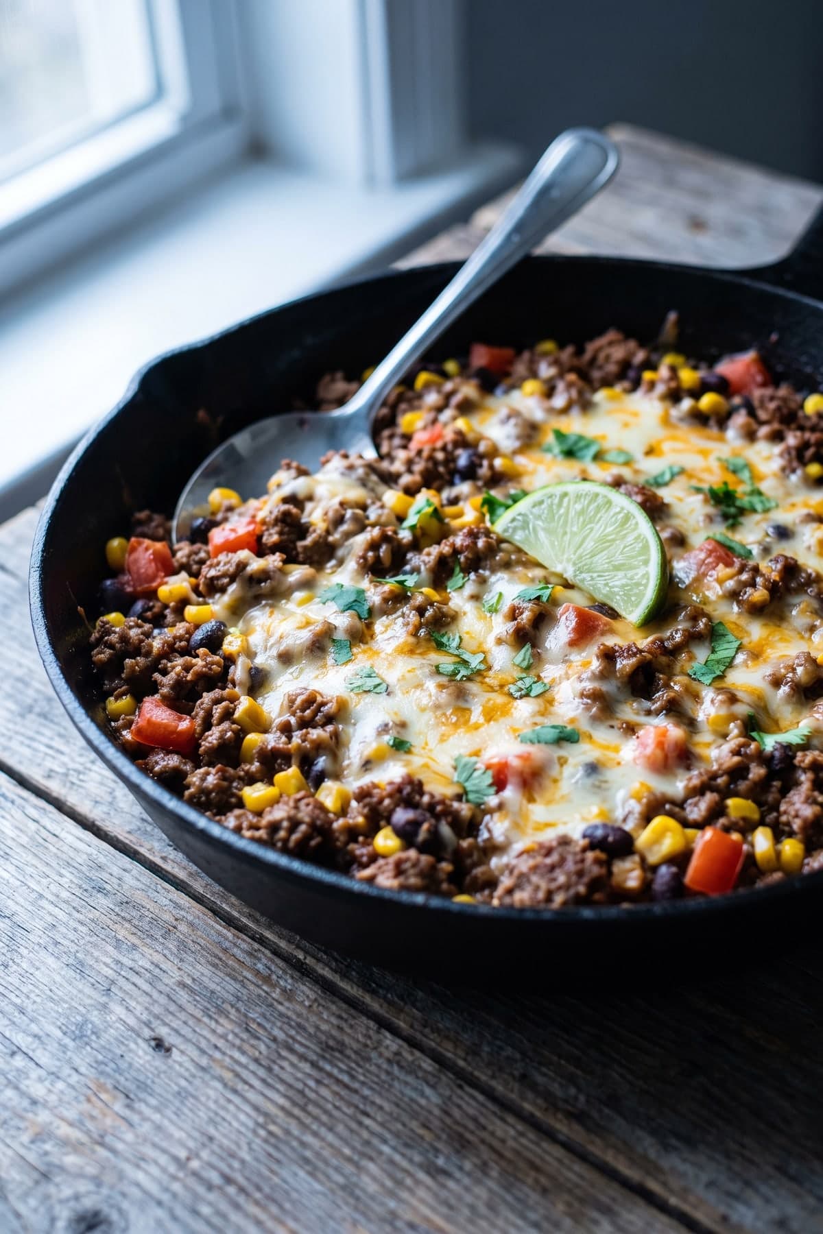 Beef Taco Skillet ready to serve