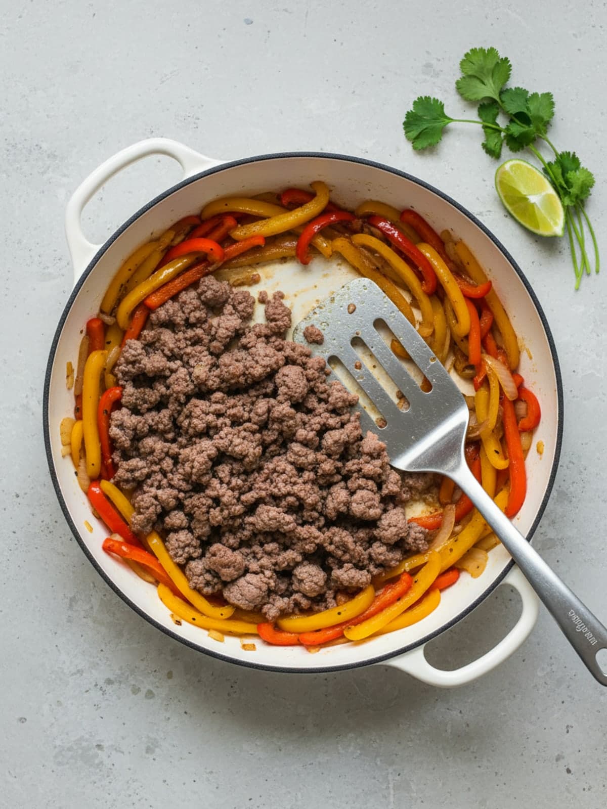 Beef Taco Skillet: Brown the beef