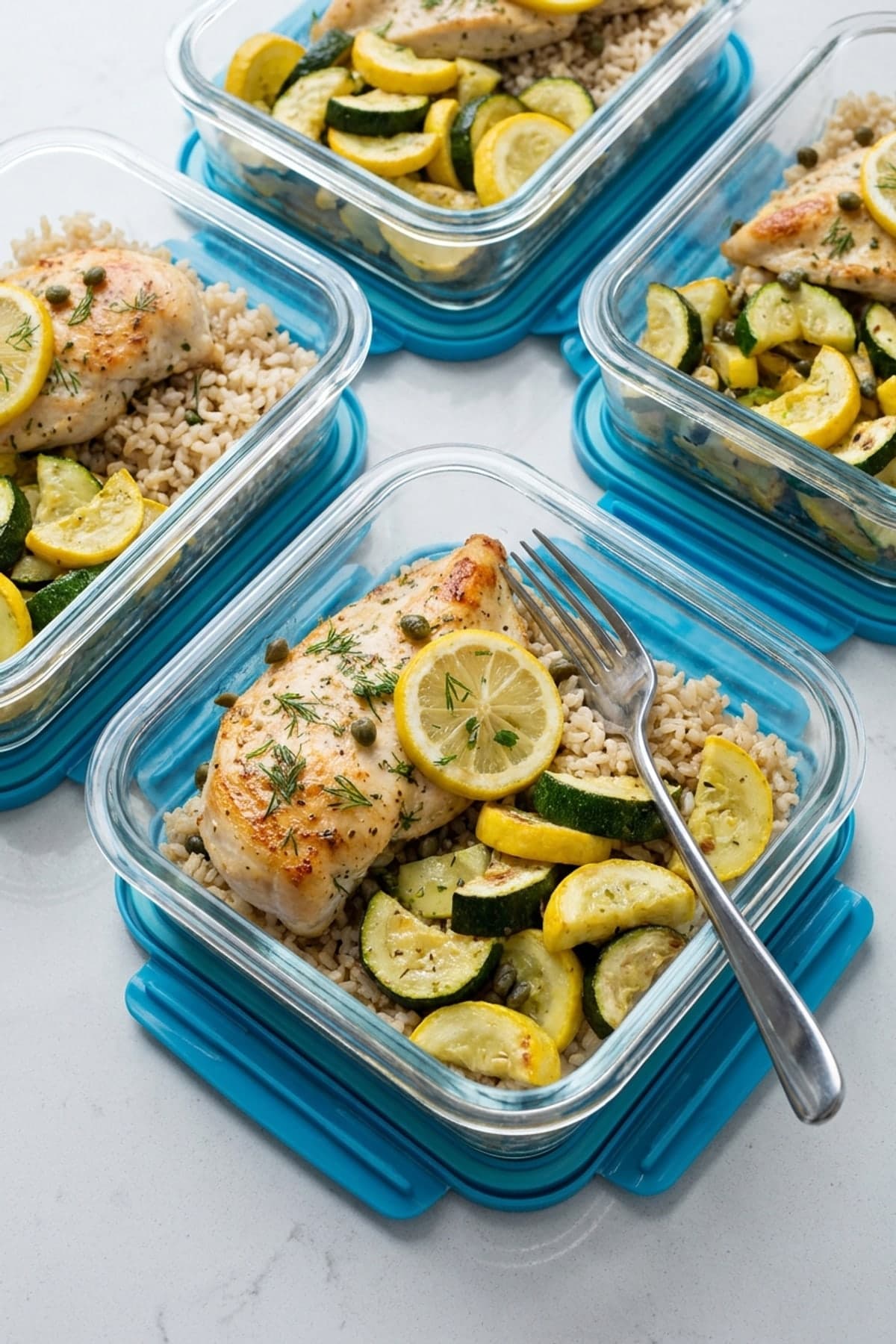 High Protein Low Calorie Meal Prep Chicken Zucchini Boxes