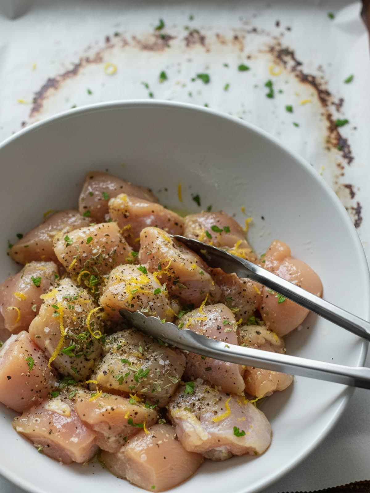 Lemon Oregano Chicken Meal Prep Boxes: Season the chicken