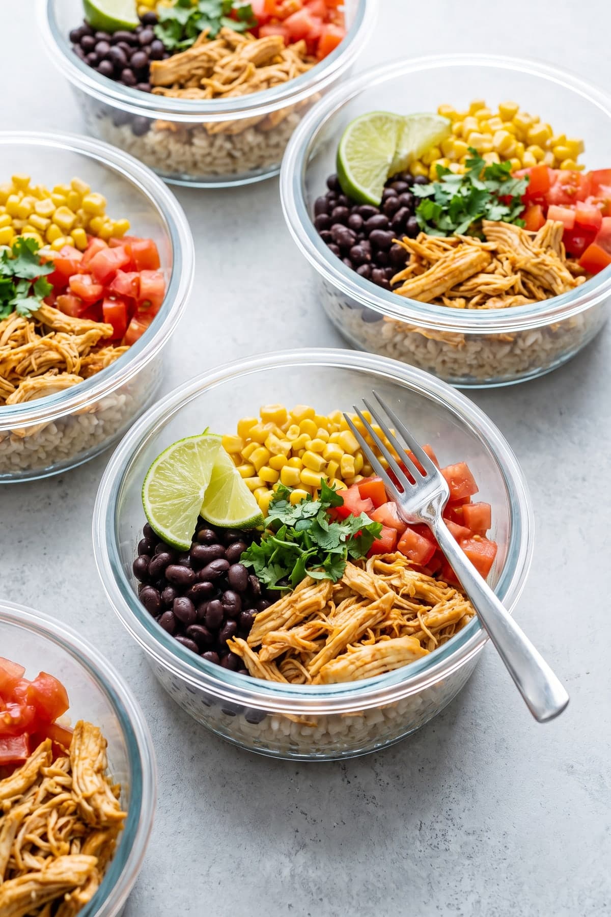 Chicken Taco Lunch Meal Prep Bowls ready to serve