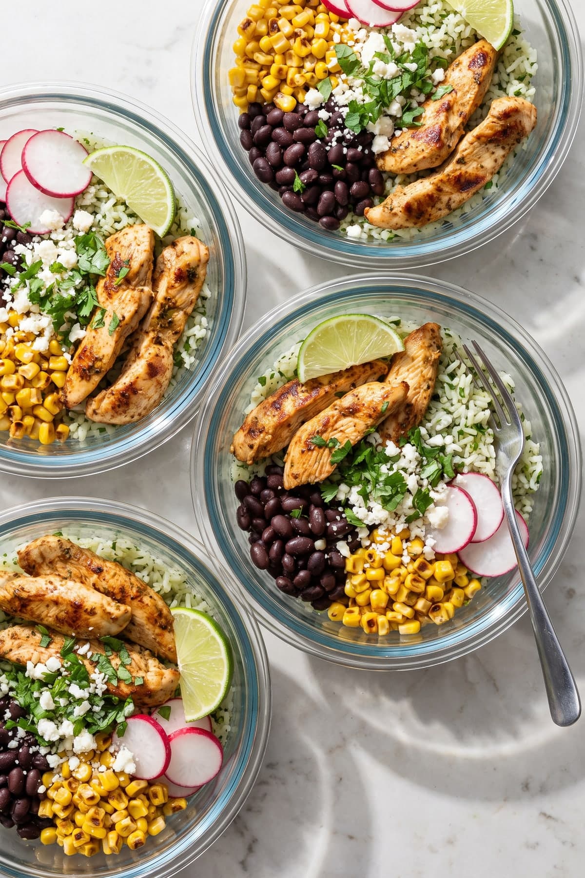 High Protein Lunch Meal Prep: Chicken Taco Bowls