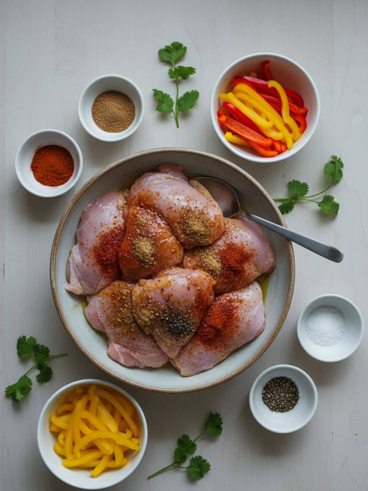 Ingredients for Chicken Taco Lunch Meal Prep Bowls