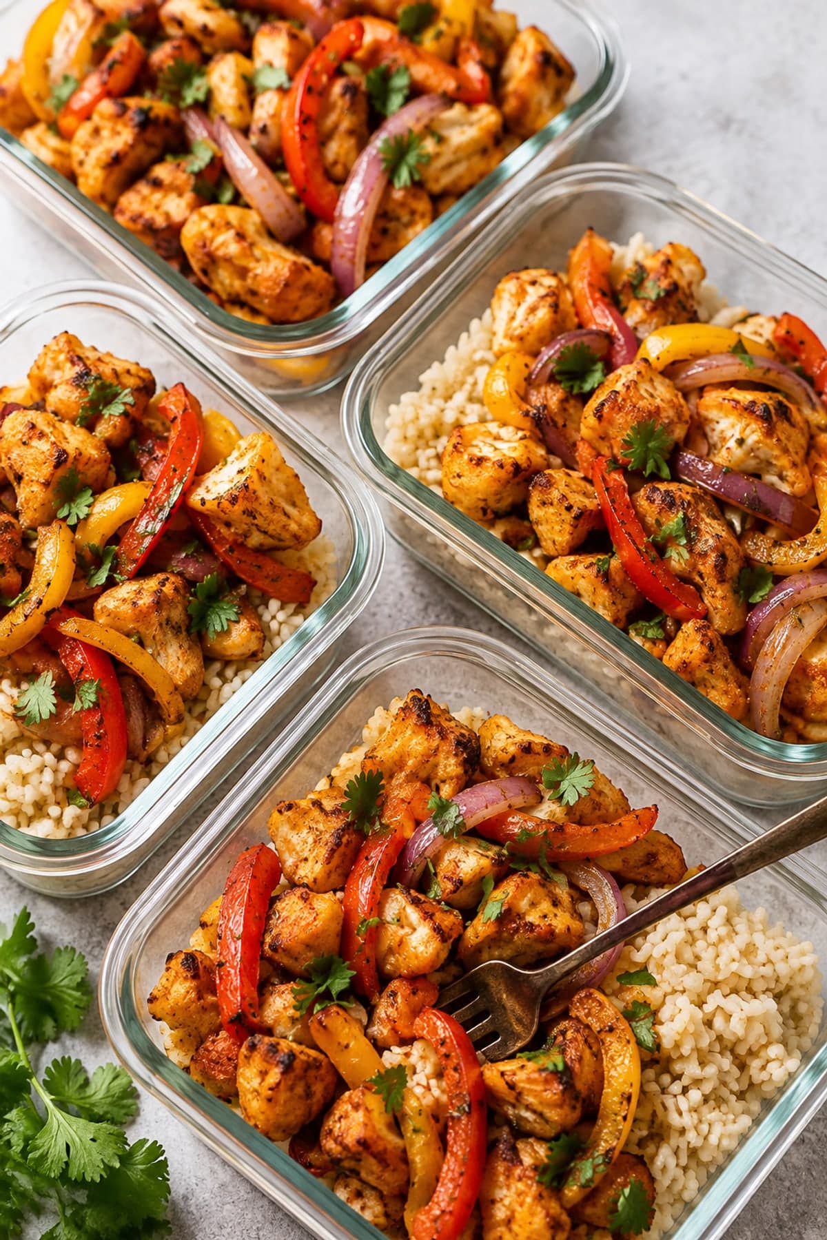 High Protein Meal Prep: Chicken Fajita Cauliflower Bowls