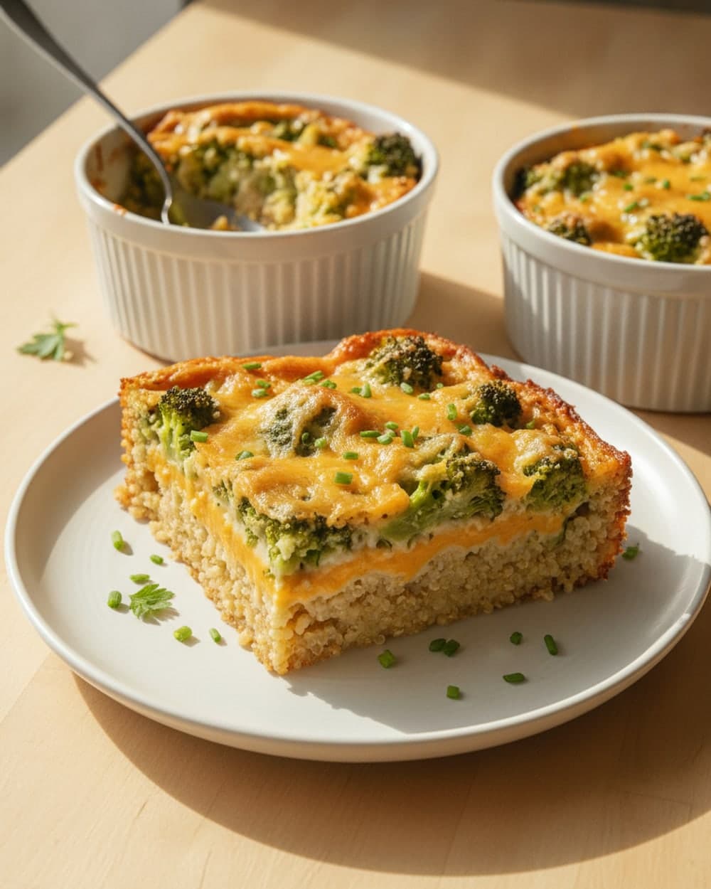 Broccoli Cheddar Quinoa Bake