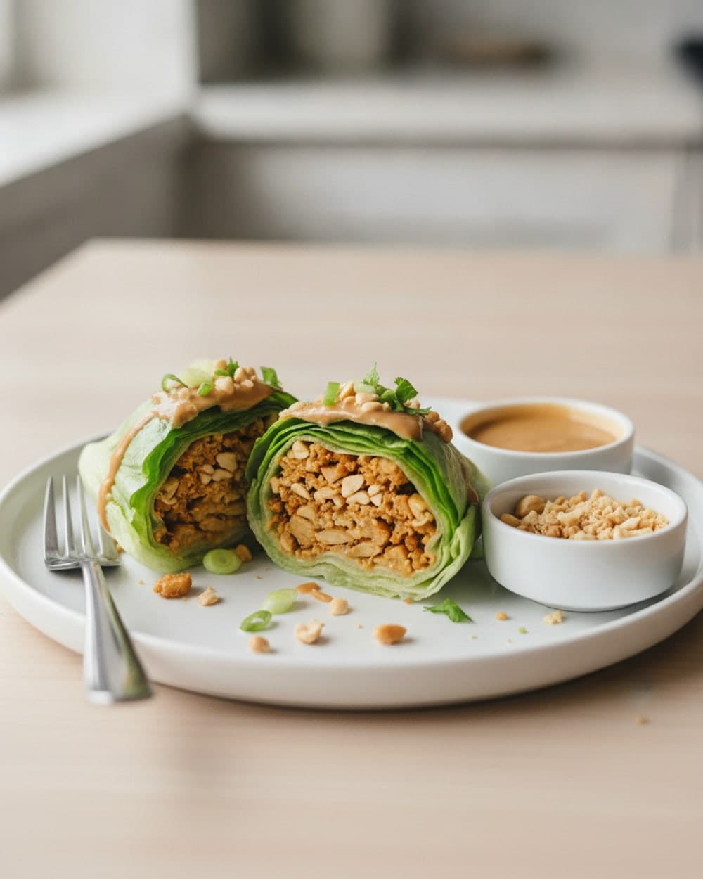 Peanut Tempeh Lettuce Cups
