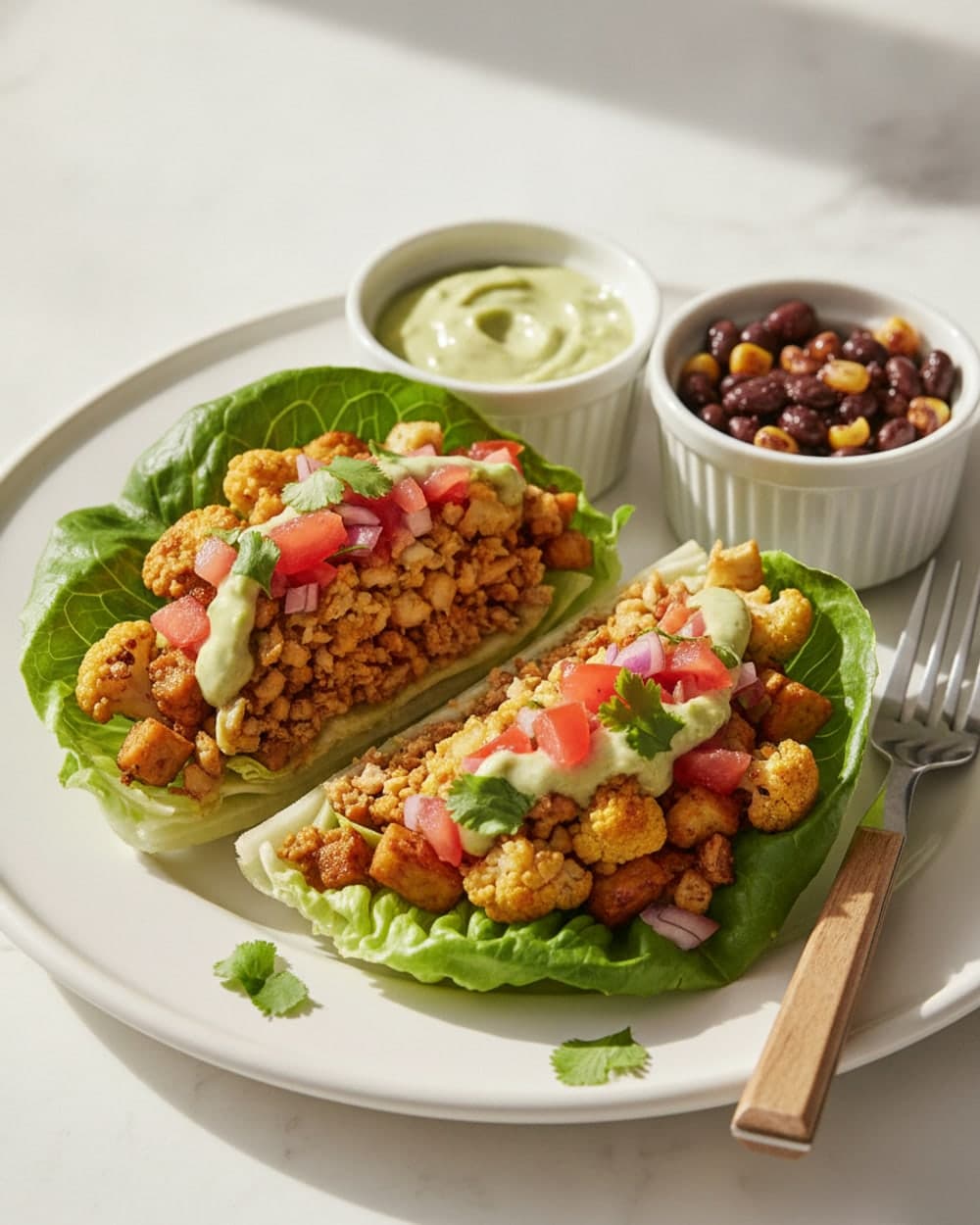 Tempeh Cauliflower Taco Lettuce Cups