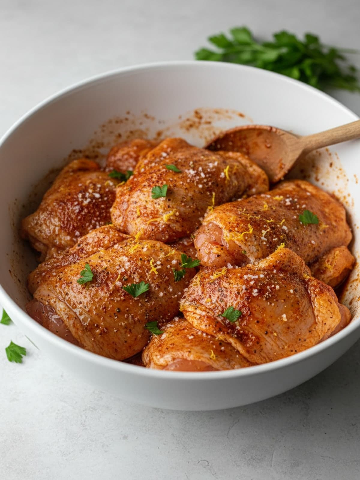 Air Fryer Lemon Paprika Chicken Thighs: Build the seasoning