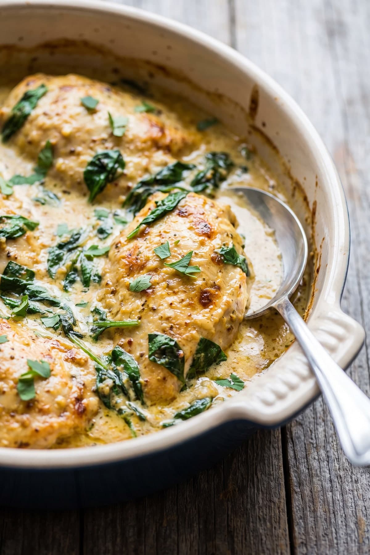 Keto Chicken Breast Recipes: Creamy Mustard Spinach