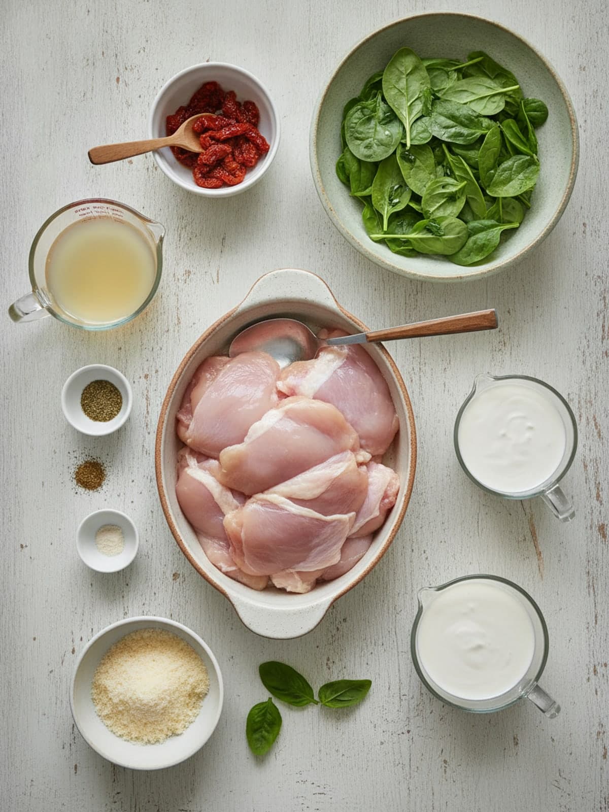 Ingredients for Creamy Tuscan Keto Crockpot Chicken