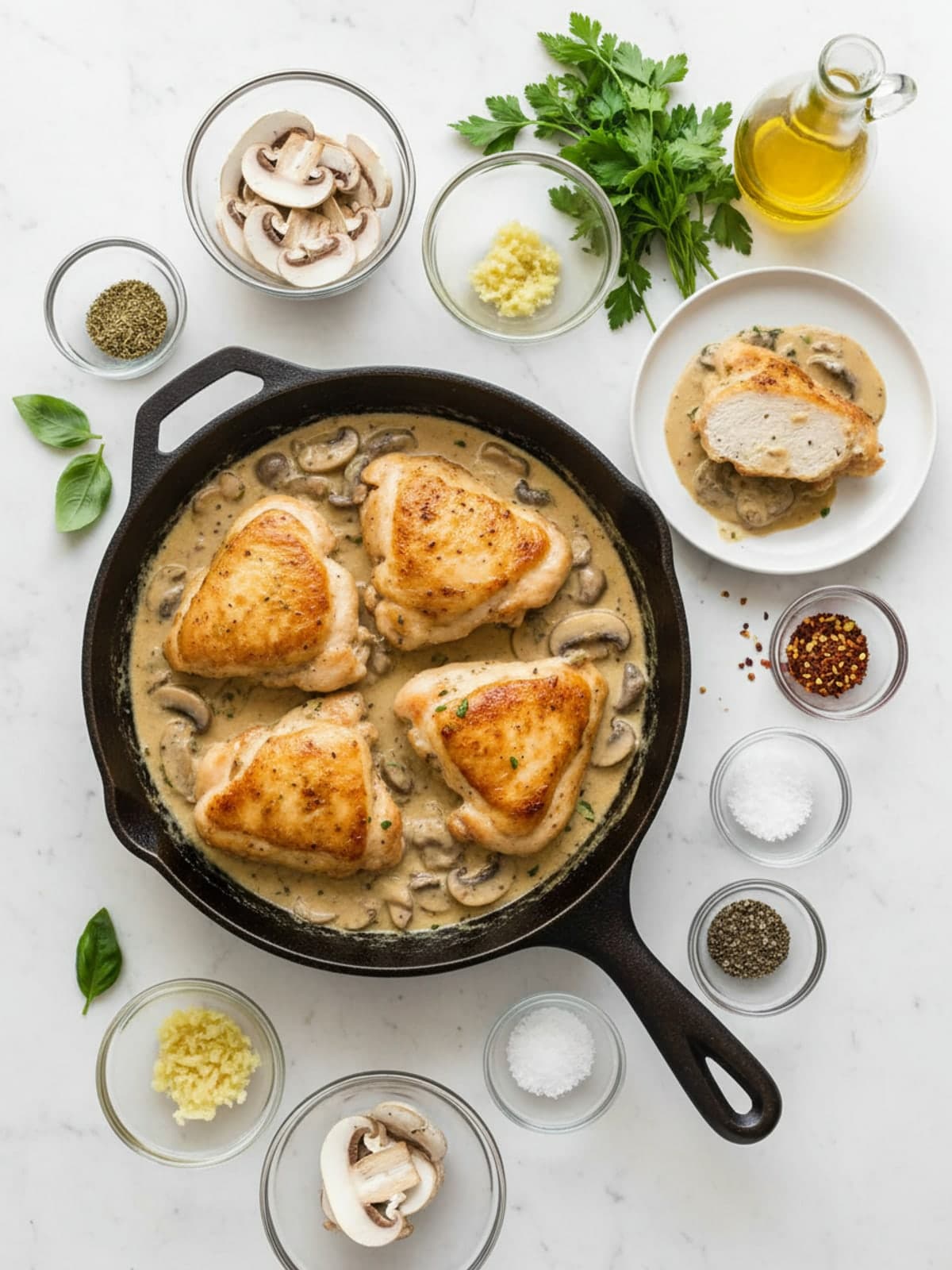 Ingredients for Creamy Garlic Chicken Skillet