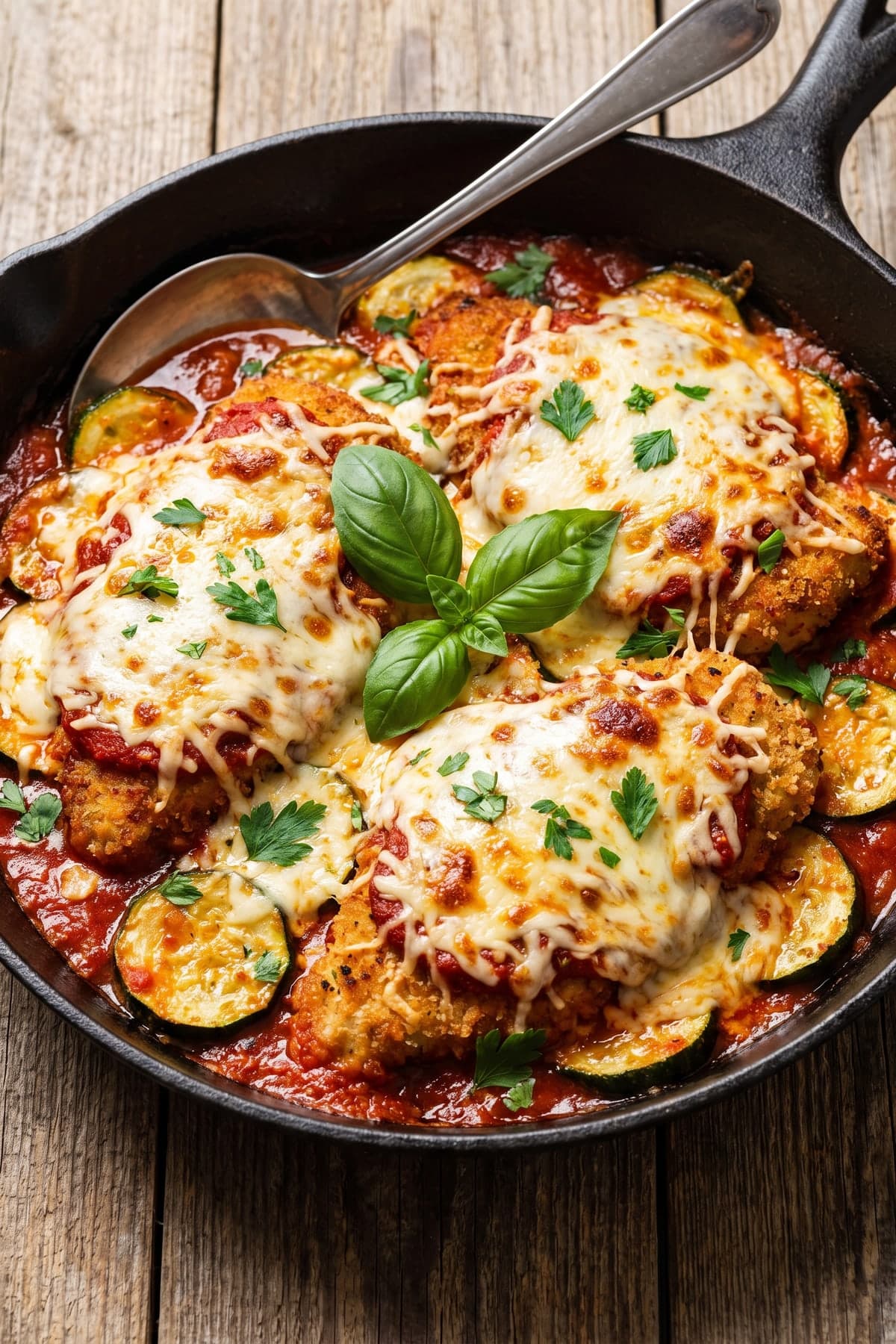 Keto Zucchini Recipes: Chicken Parmesan Skillet