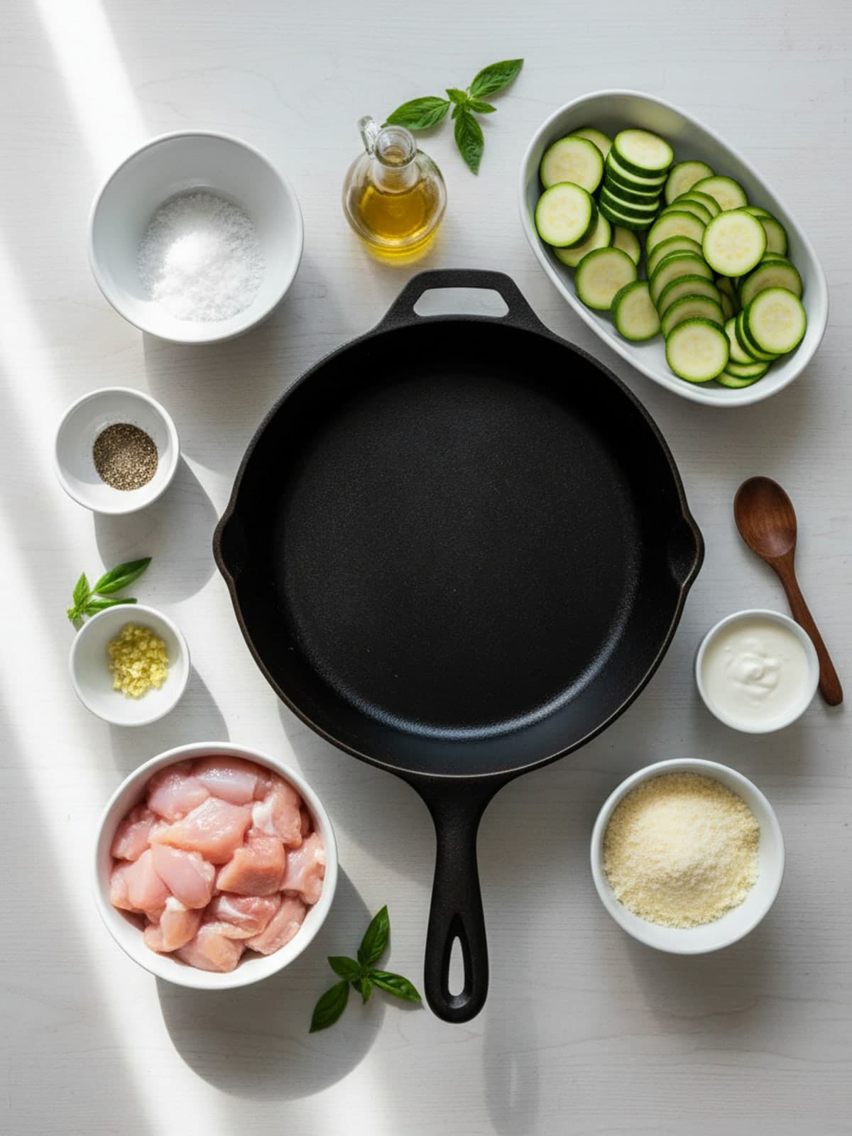 Ingredients for Chicken Parmesan Zucchini Skillet
