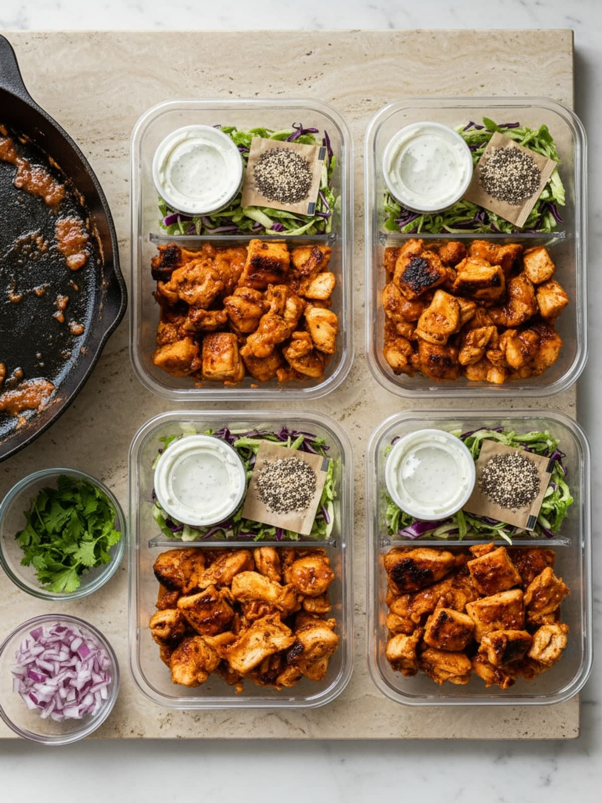Buffalo Chicken Crunch Bowls: Pack with clear boundaries