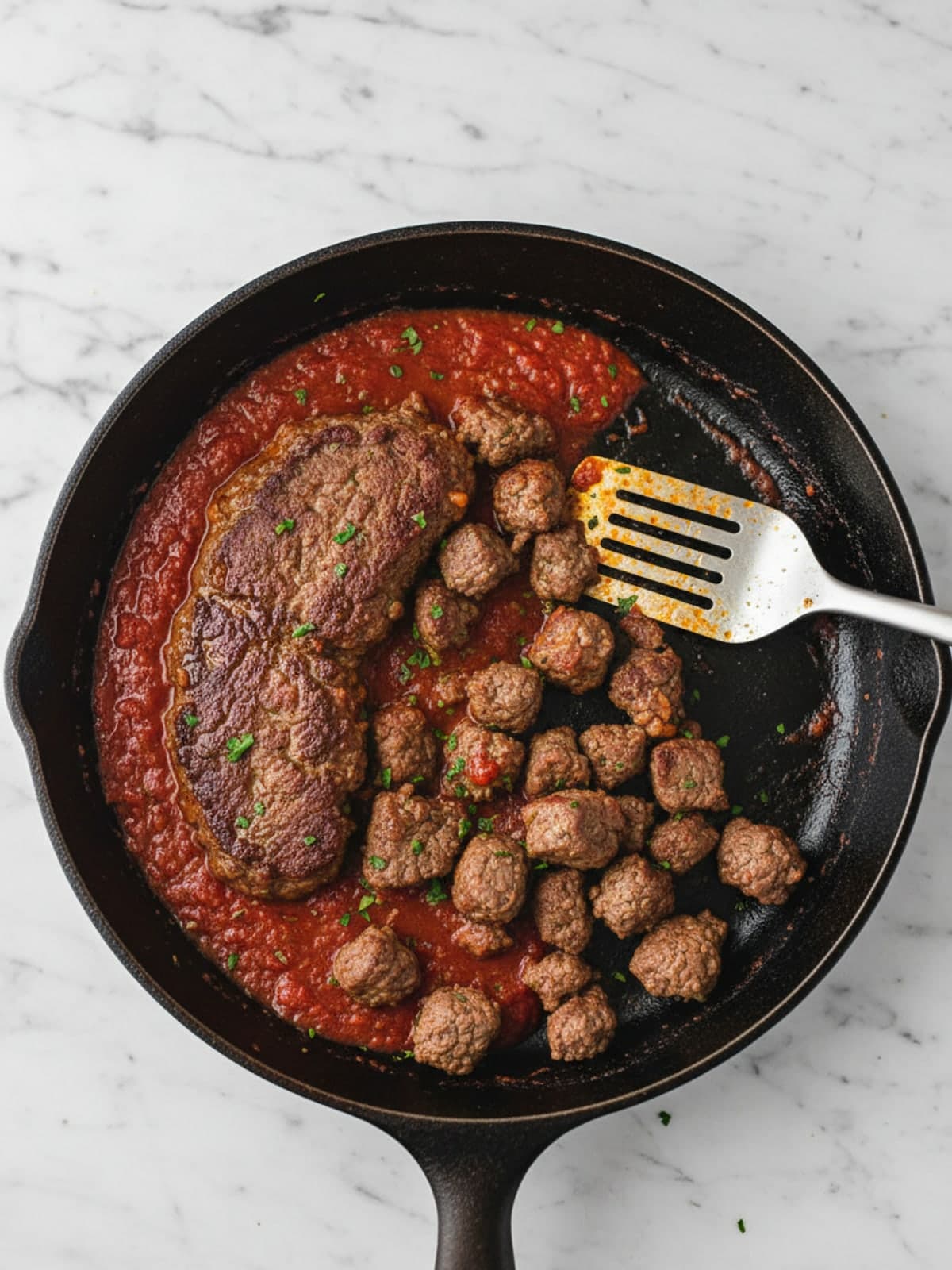 Unstuffed Pepper Beef Skillet: Reduce before cauliflower