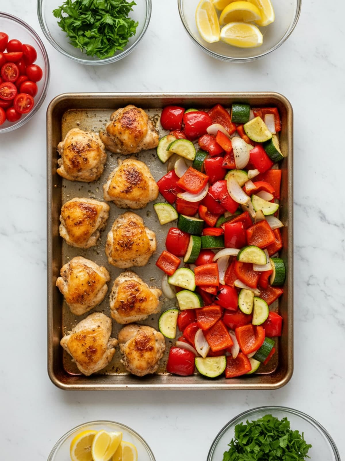 Greek Chicken Low Carb Meal Prep Boxes: Arrange two open zones