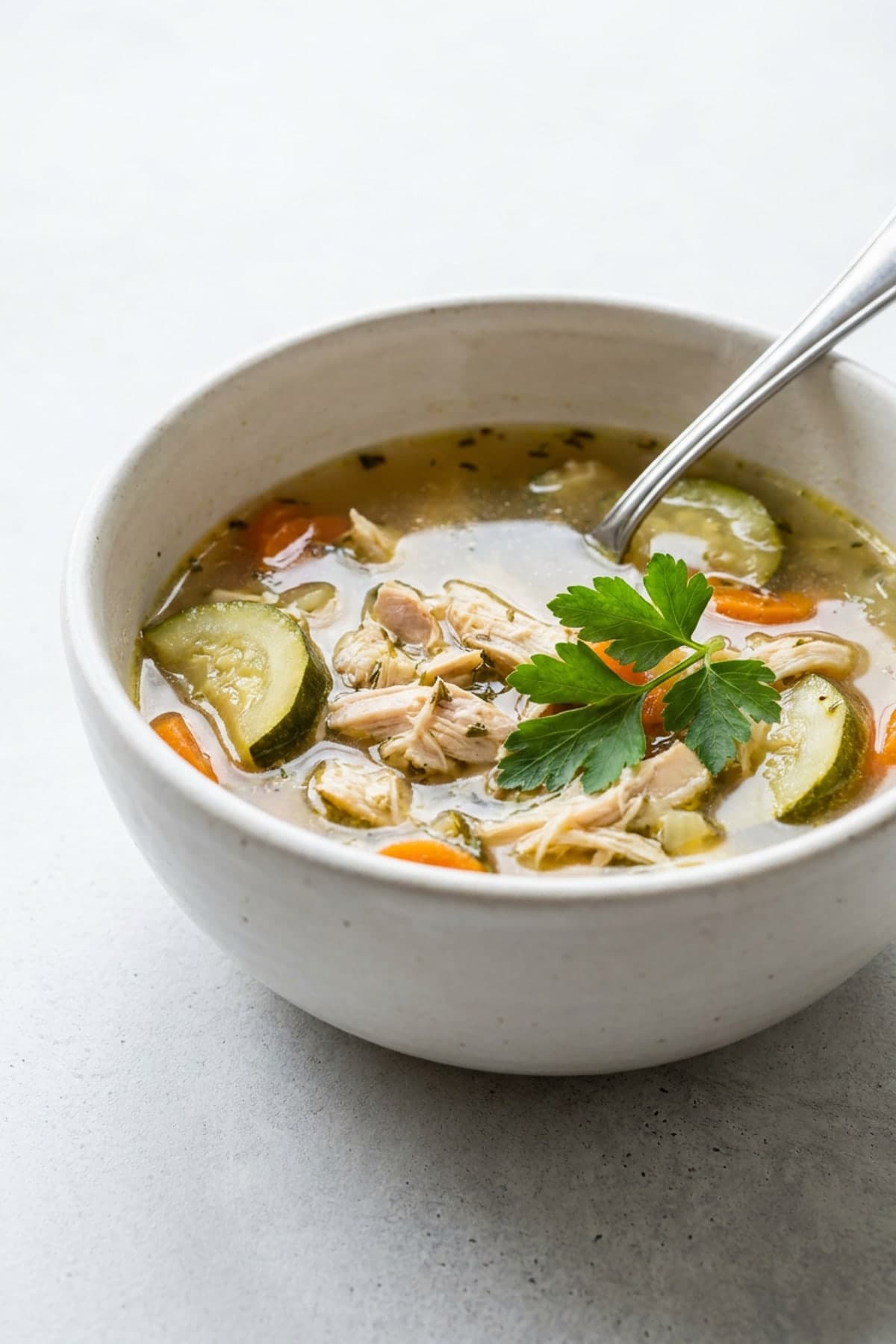 Chicken Zucchini Soup ready to serve