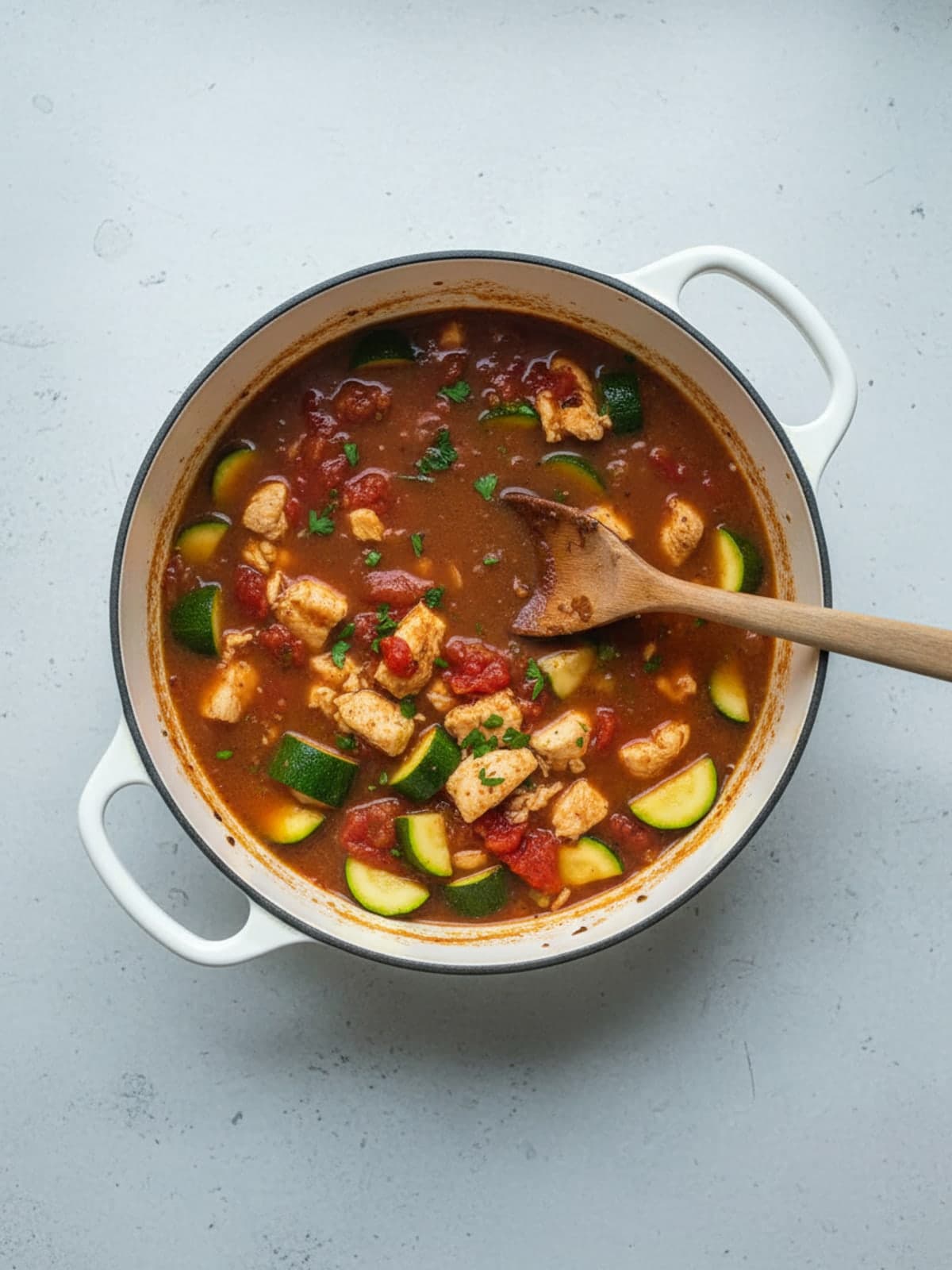 Chicken Zucchini Soup: Build the broth