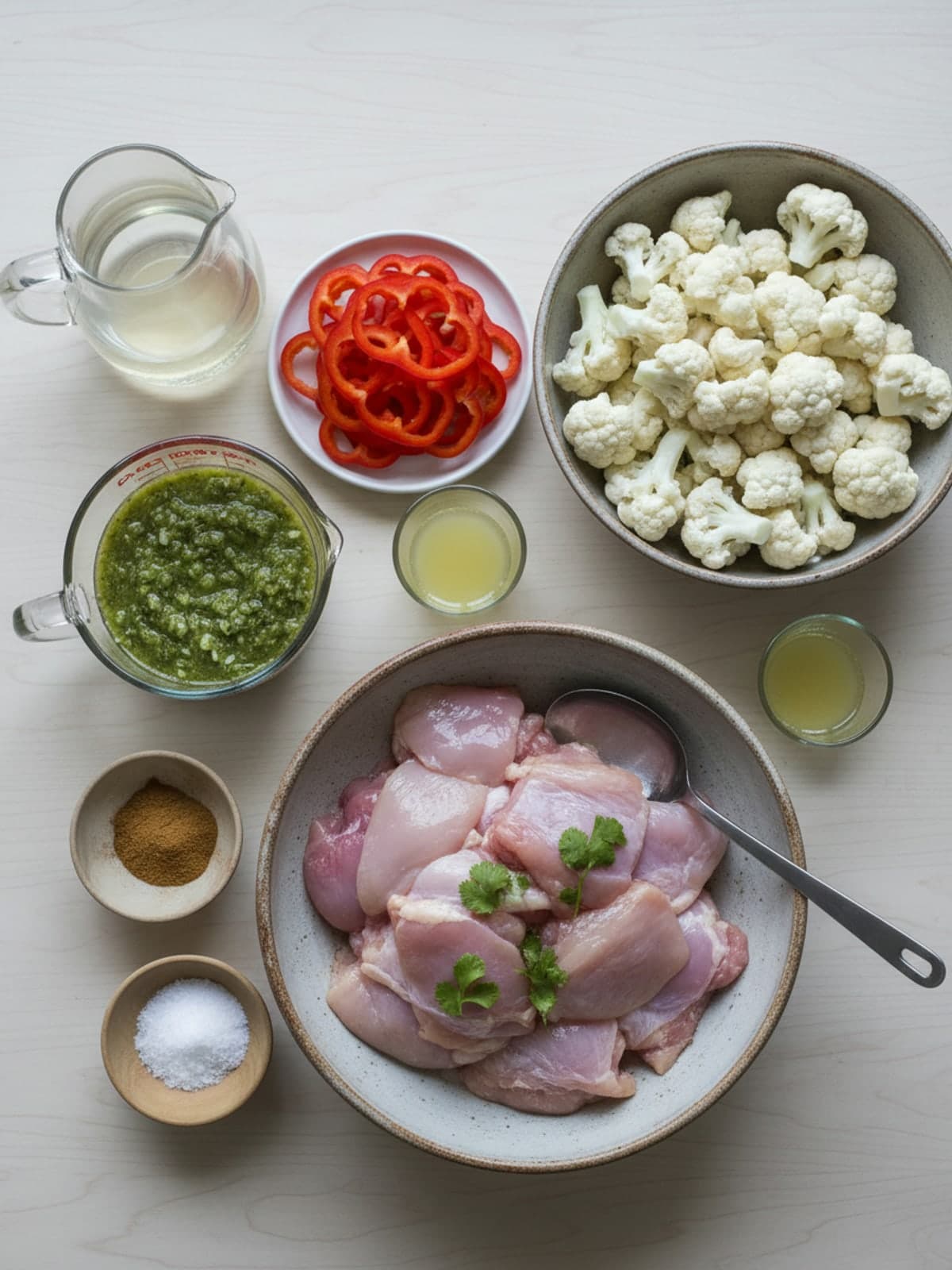 Ingredients for Slow Cooker Chicken Verde with Cauliflower