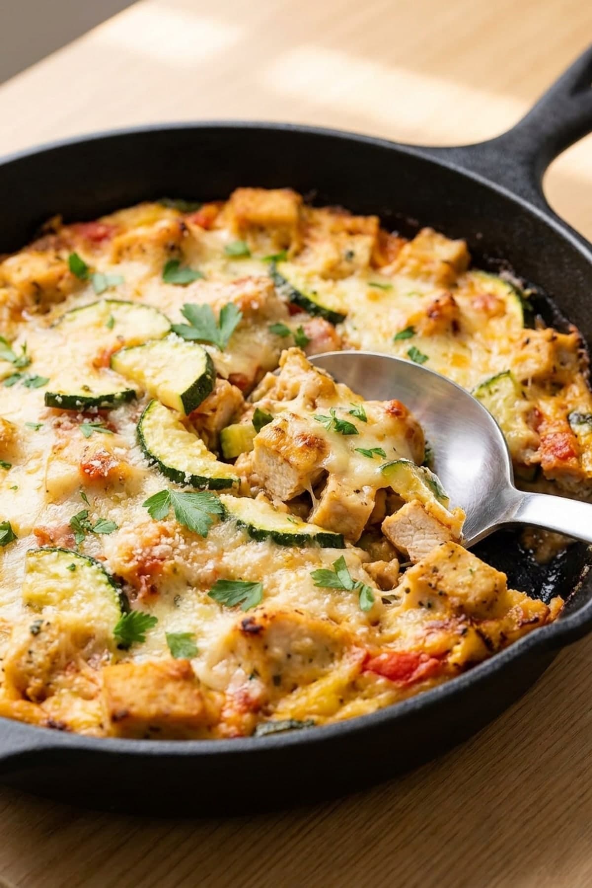 Chicken Zucchini Skillet ready to serve
