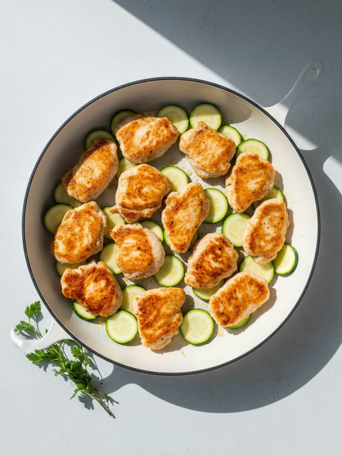 Chicken Zucchini Skillet: Heat the pan