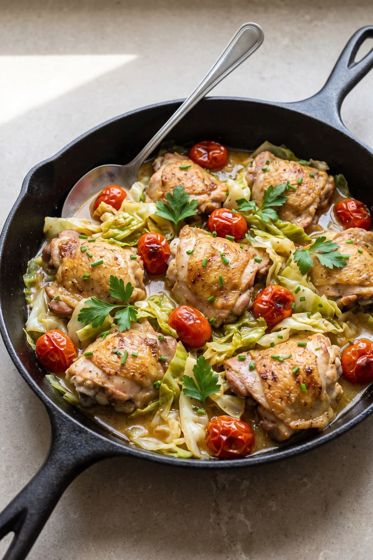 Low Carb Low Fat Recipes: Chicken Cabbage Tomato Skillet