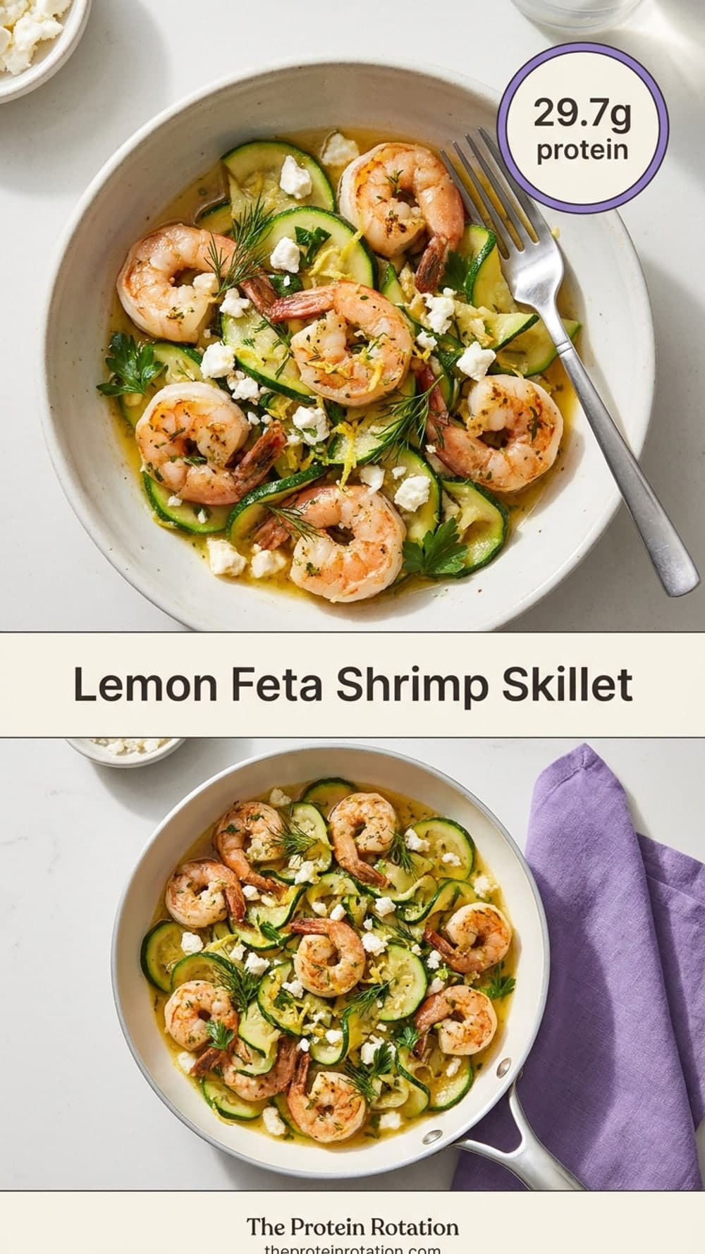 Lemon Feta Shrimp Skillet