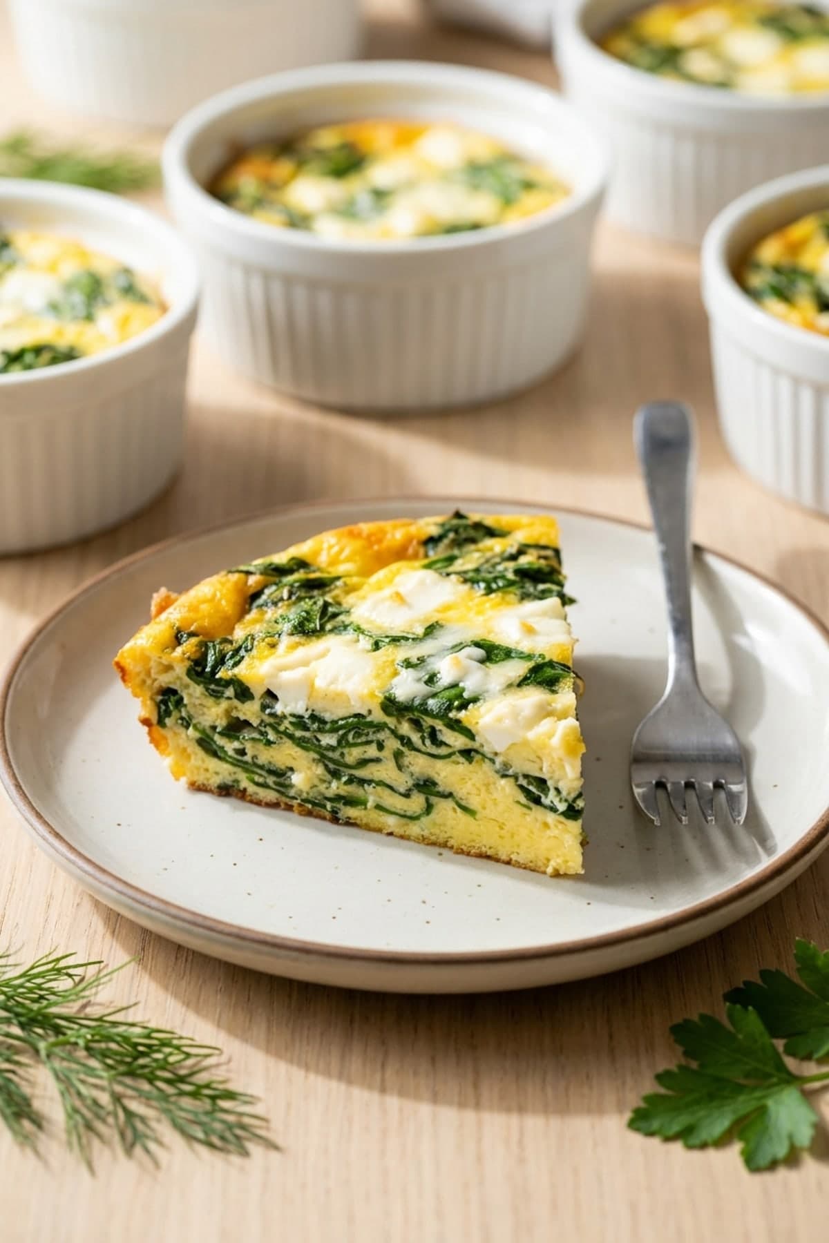 Spinach Feta Egg Skillet ready to serve