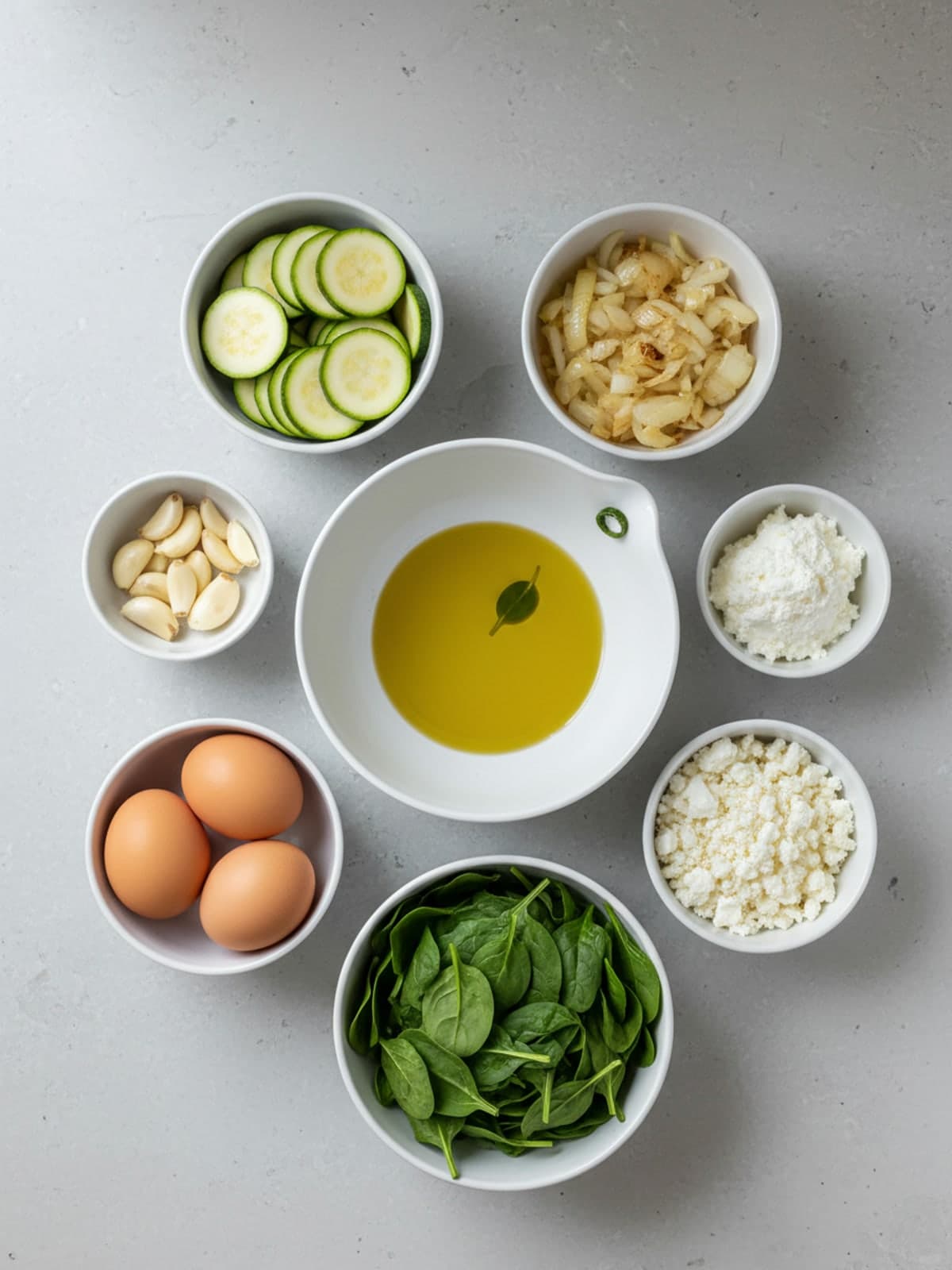 Ingredients for Spinach Feta Egg Skillet