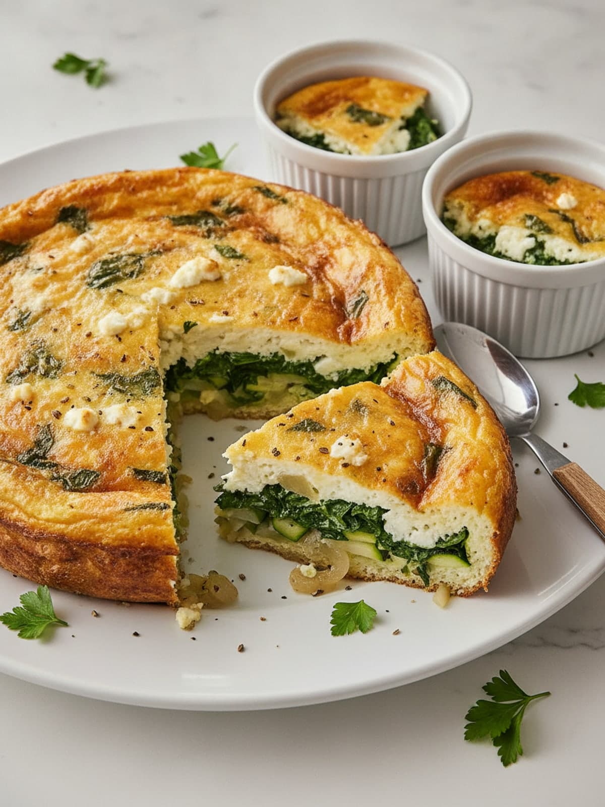 Spinach Feta Egg Skillet: Soften the zucchini