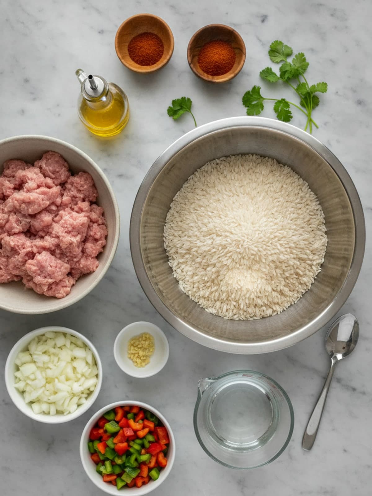Ingredients for Turkey Rice and Black Bean Meal-Prep Bowls