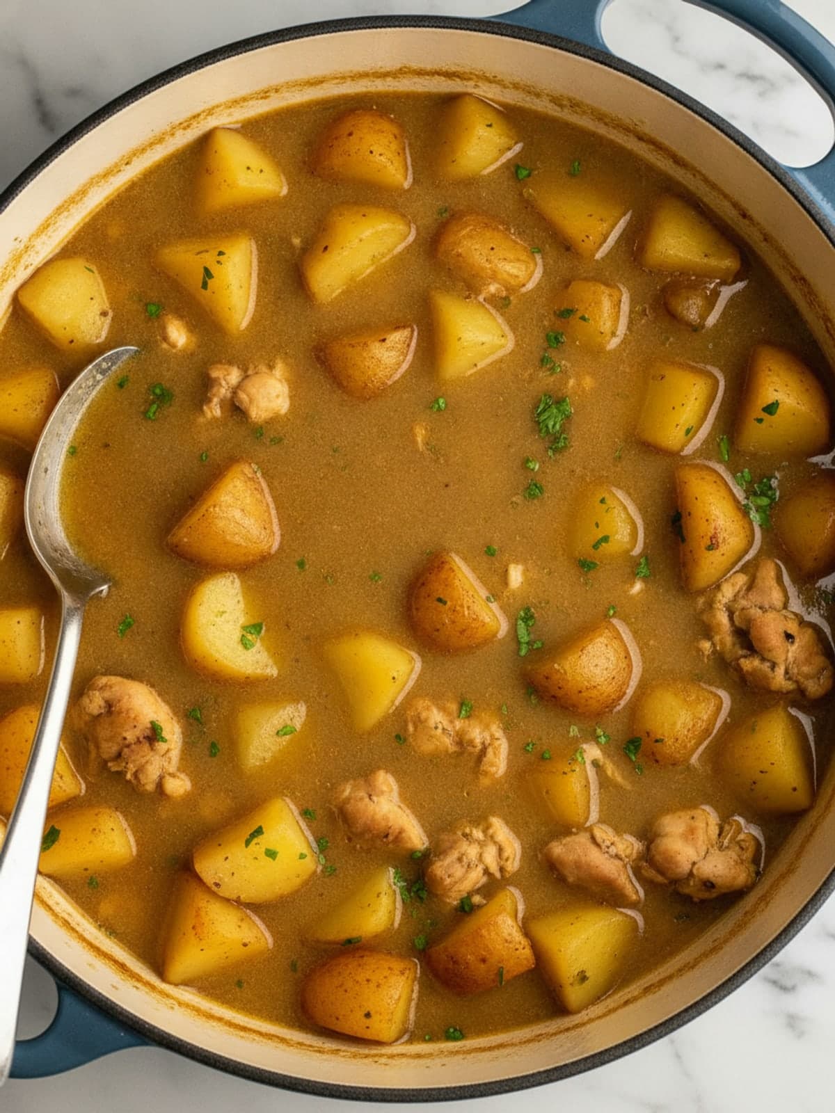 Herbed Chicken and Potato Stew: Whisk a smooth slurry
