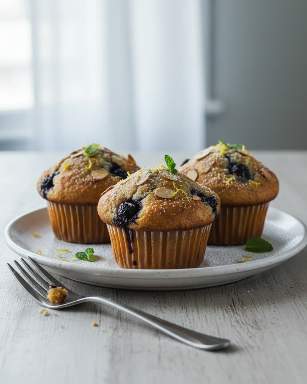 Blueberry Lemon Almond Muffins