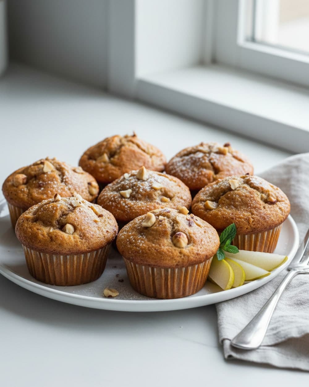 Pear Hazelnut Spice Muffins