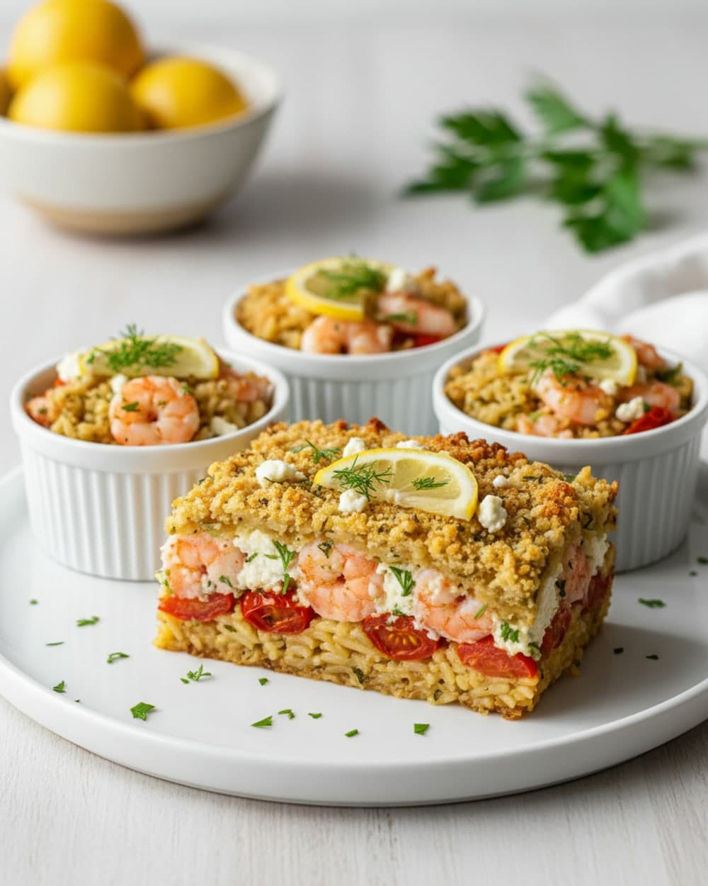 Lemon Feta Shrimp Skillet