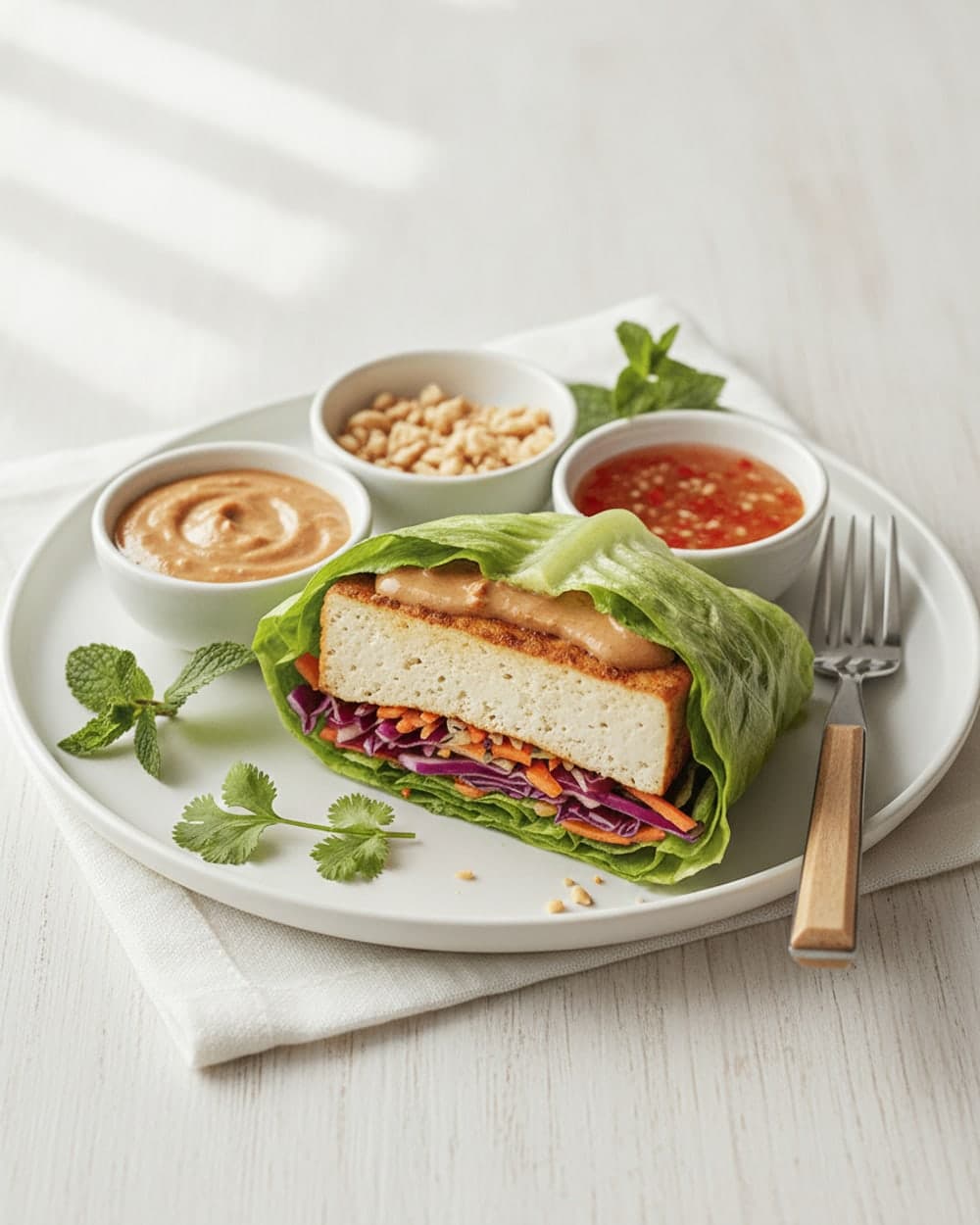 Tofu Peanut Lettuce Wraps