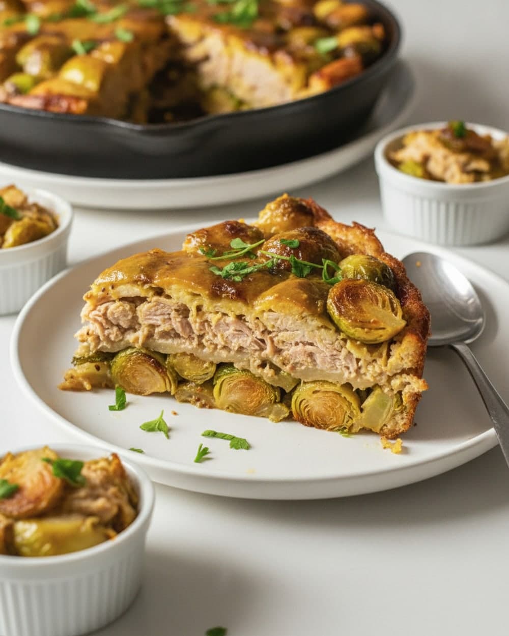 Mustard Pork Brussels Skillet