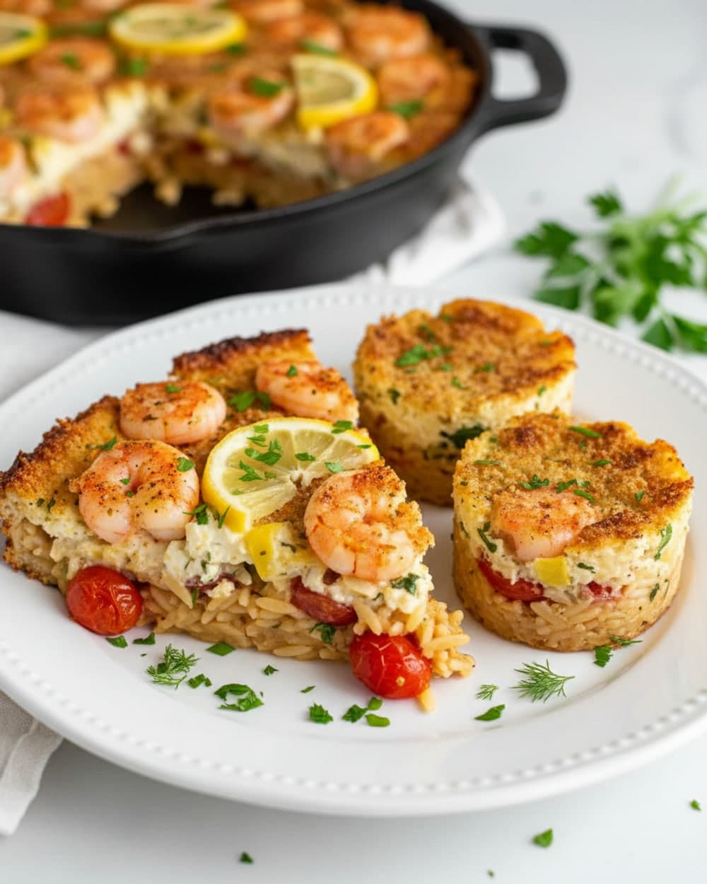 Lemon Feta Shrimp Skillet