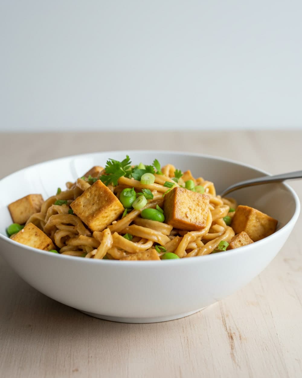 Tofu Peanut Noodle Bowl With Edamame Dinner