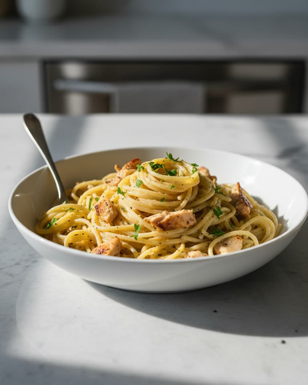Egg White Carbonara With Chicken Spaghetti Dinner