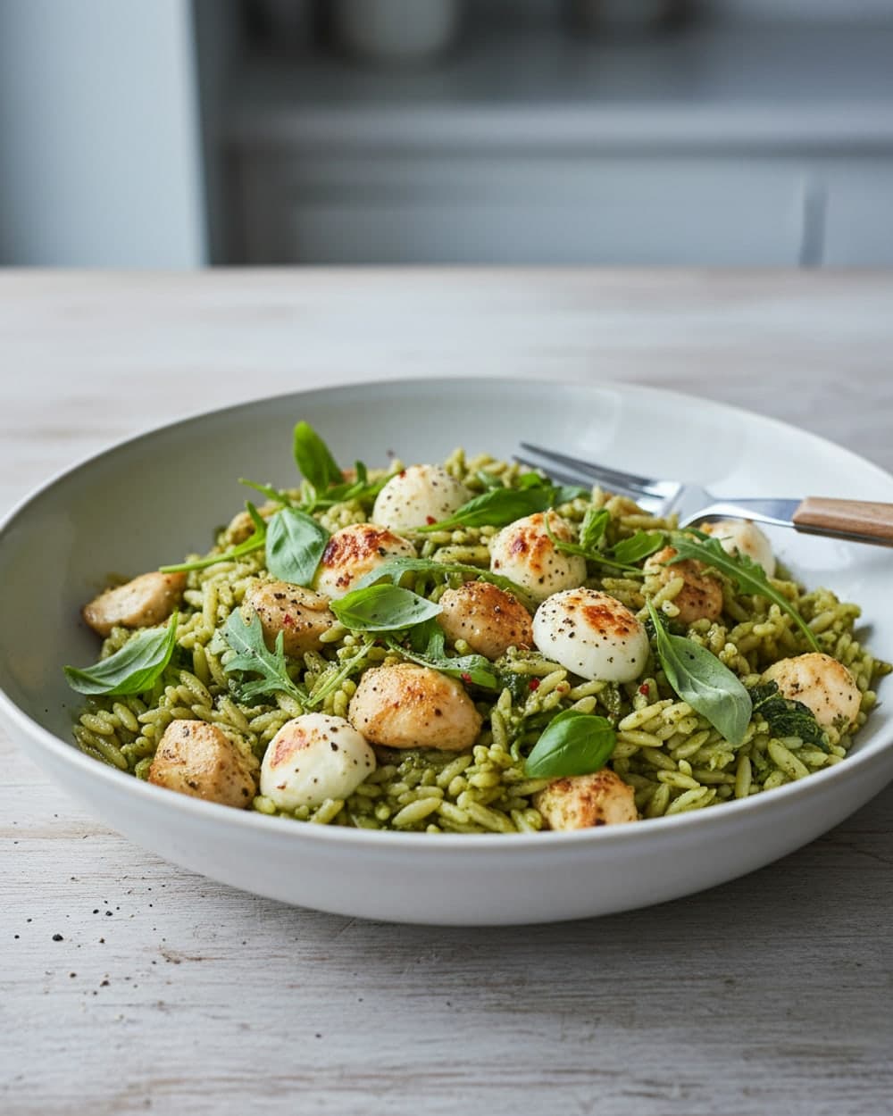 Chicken Pesto Orzo With Mozzarella Dinner Bowl