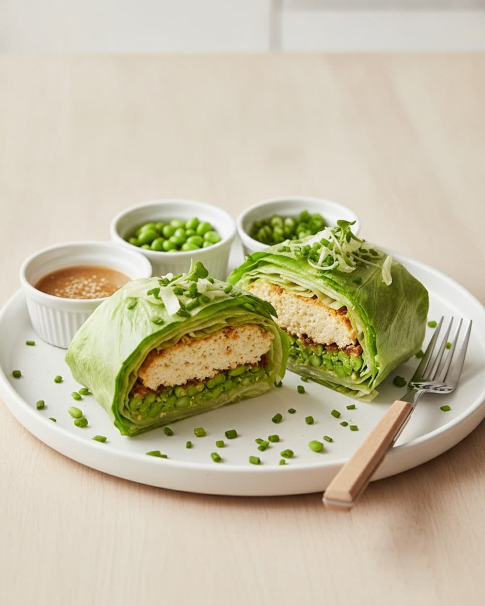 Edamame Tofu Lettuce Cups