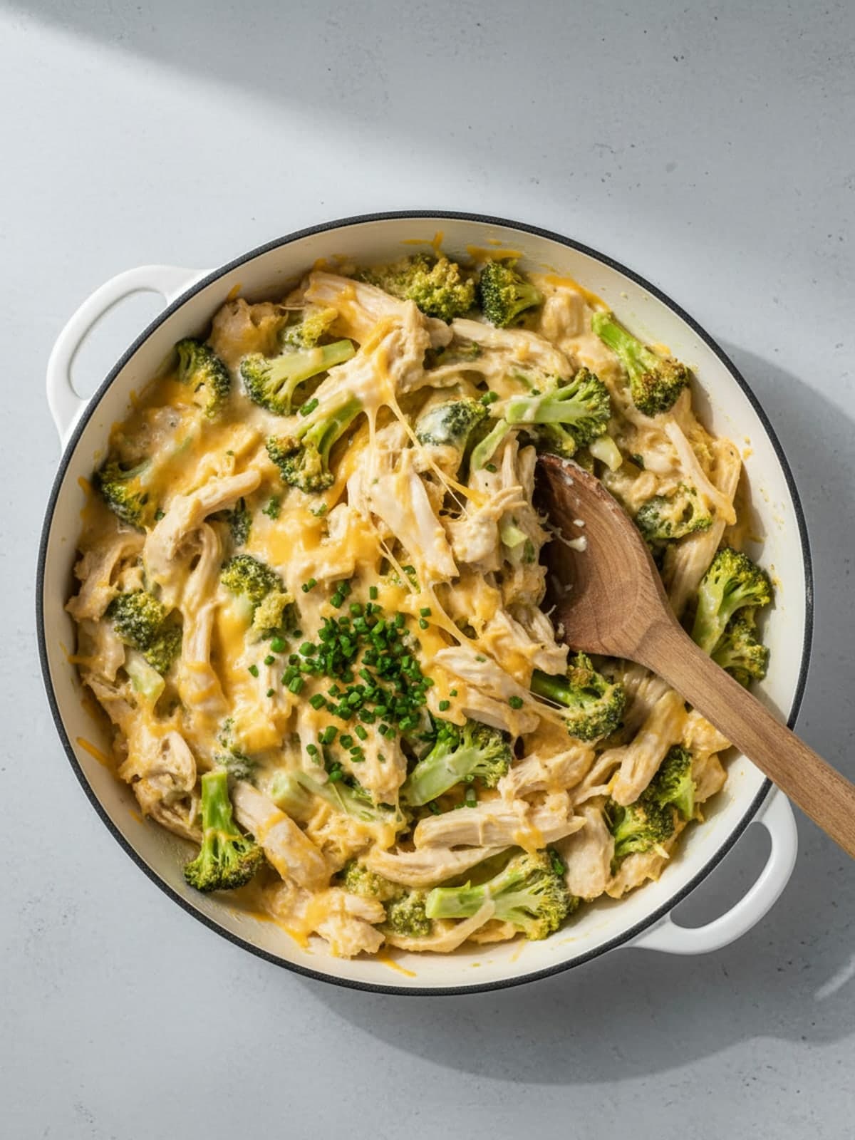 Keto Chicken Casserole with Broccoli and Cheddar: Fold in the filling